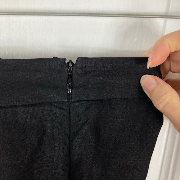 nwot DONNA KARAN COLLECTION ITALY Pants 8 Linen Black Metal Straight Leg Zip - Picture 4 of 9